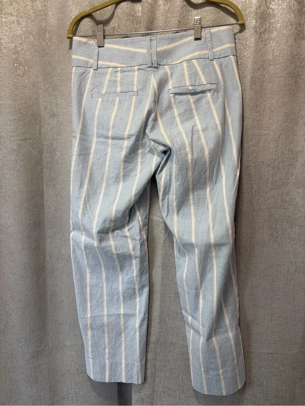 Banana Republic Linen Blend Light Blue Vertical Stripe Chinos 4
